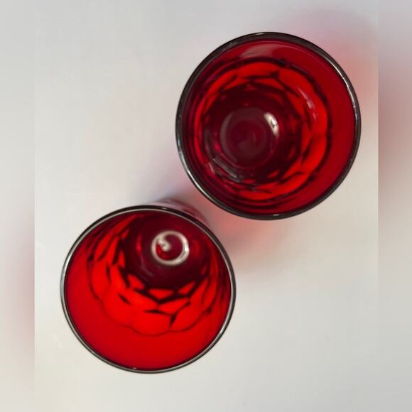 Pair Retro Ruby‎ Red Juice Glasses - Picture 4 of 8